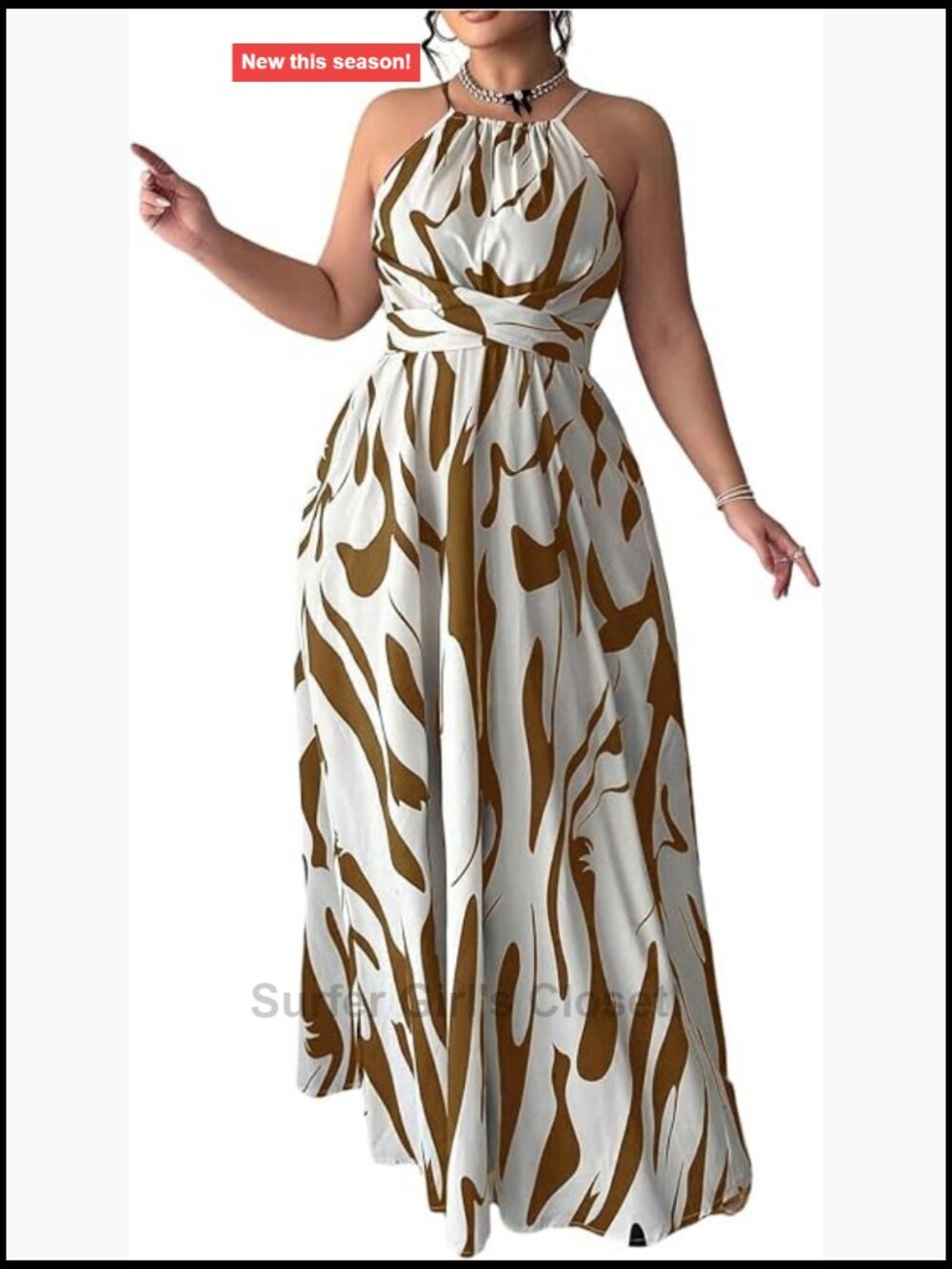 Plus Size Halter Maxi Dress A-Line Flowy Boho Summer Dresses